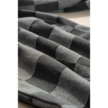 Dark Grey Checkered Denim Wide Leg Jeans