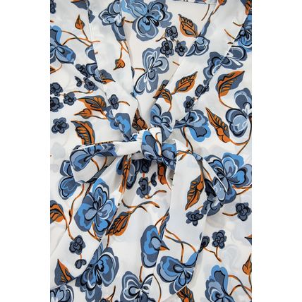 Sky Blue Floral Print Knotted V Neck Elegant Tank Top