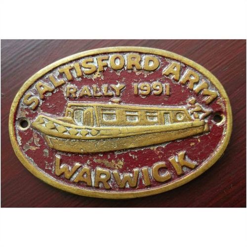 Warwick Barge Plaque British Waterways Rally Commemorative Brass Badge