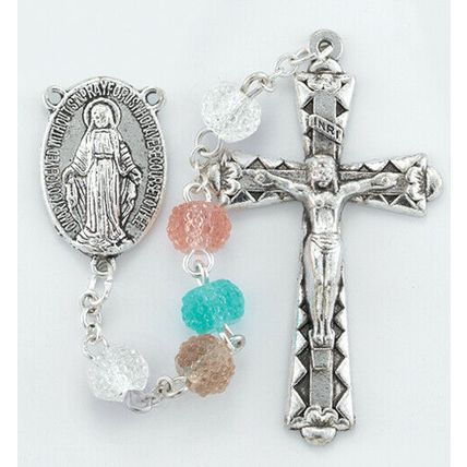 Candy Colored Rosary with Acrylic Beads plus two free prayer cards