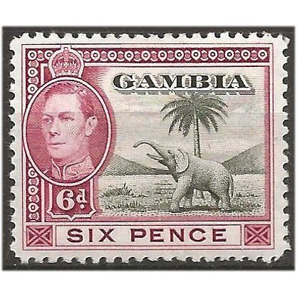 Gambia 1938 SG155 6d Olive-Green & Scarlet Mounted Mint . .. .