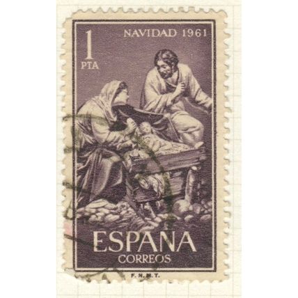Spain 1961 - 1p reddish brown - Christmas - used