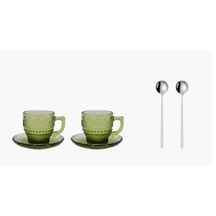 Glass Coffee Cup And Saucer Thick Heat-resistant Stained Retro Avocado Glass