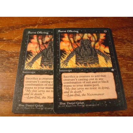 Magic The Gathering, MTG, 2-Cards, 1995, BURNT OFFERING, vg/ex