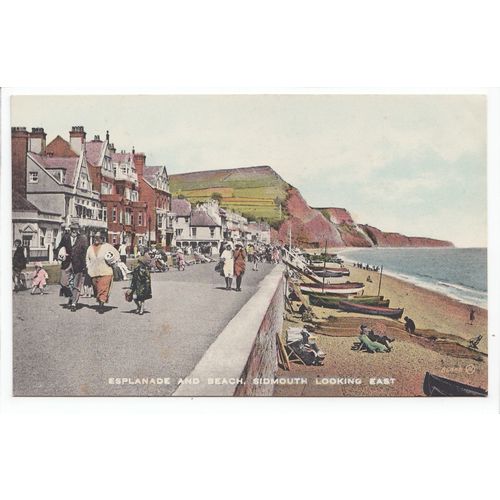 Esplanade and Beach Sidmouth Looking East Postcard Devon 86448