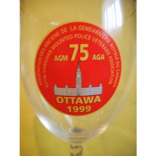 RCMP Royal Canadian Mounted Police Veteran's Association Wine Glasses,1999 AGM