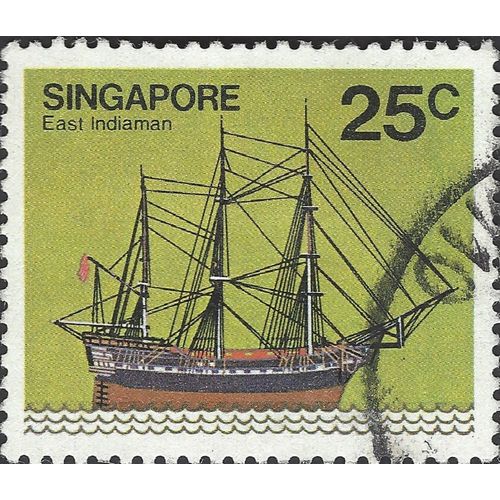 SINGAPORE, SHIP, East Indiaman, yellow 1980, 25c, #4