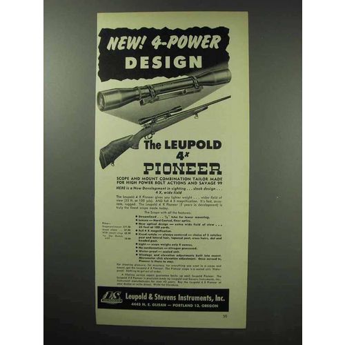 1950 Leupold 4x Pioneer Scope Ad - 4-Power Design