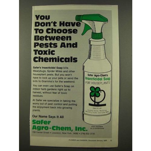 1986 Safer Agro-Chem Insecticidal Soap for Houseplants Ad - Don't Choose