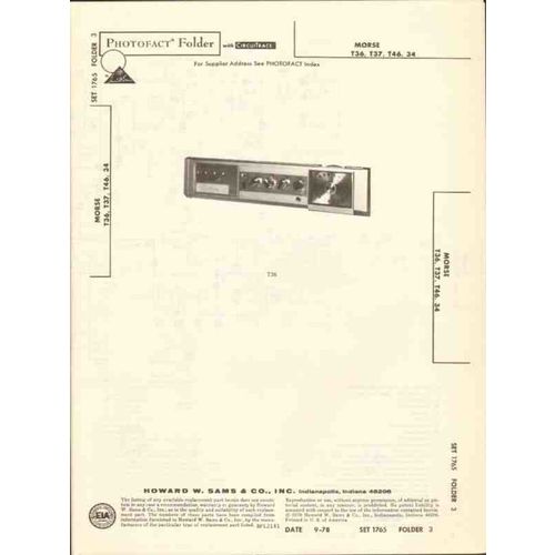 MORSE models T36 T37 T46 34 AM FM radio tape Sams Photofact manual