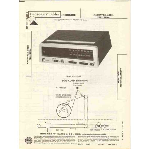 MAGNAVOX model 90AS189 90AS144 AM FM clock radio Sams Photofact manual