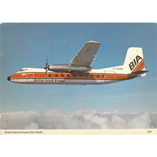 BIA British Island Airways Dart Herald Civil Aircraft Postcard (A22596)