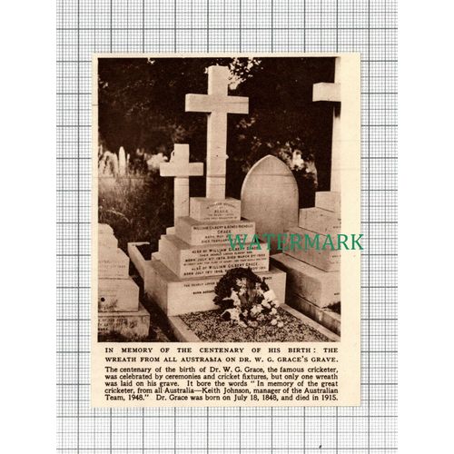 C2757) Dr W G Grace Cricket Grave Centenary of Birth Australia - 1948 Clip