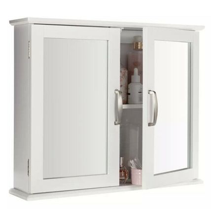 Argos Home Tongue & Groove Mirrored 2 Door Cabinet - White