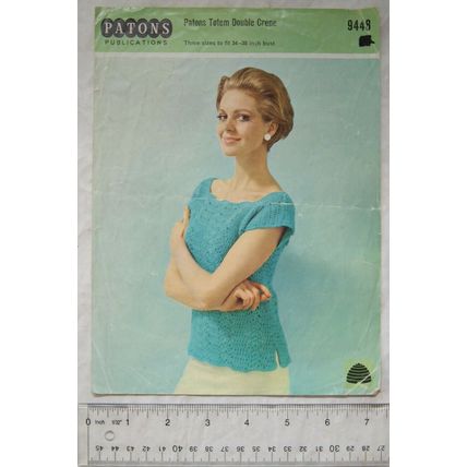 Vintage: Patons 9448 crochet sweater, Totem double crepe