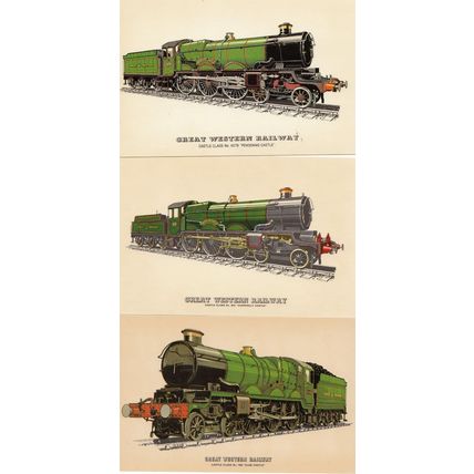 Great Western GWR Railway Castle Class 4079 7029 4073 Train 3x Postcard s