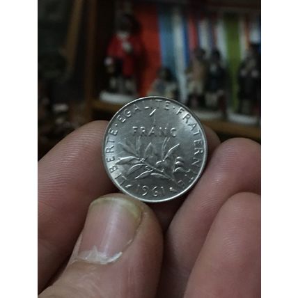 France 1961 1 French Franc AUNC Nickel Coin KM# 925.1