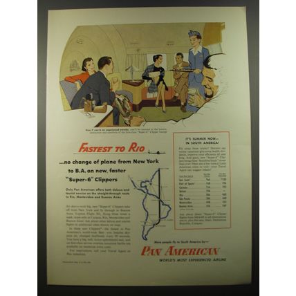 1954 Pan American Airlines Ad - Fastest to Rio