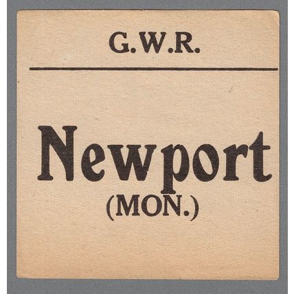 GREAT WESTERN RAILWAY LUGGAGE LABEL - NEWPORT (MON) (Lwr case/Caps)