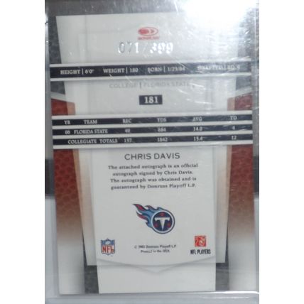 2007 Leaf Certified CHRIS DAVIS (Titans) New Generation RC Auto #181 71/399