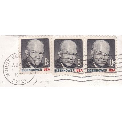 United States 1973 Mount Vernon Virginia postmark on Eisenhower 8c SG 1390 VGC