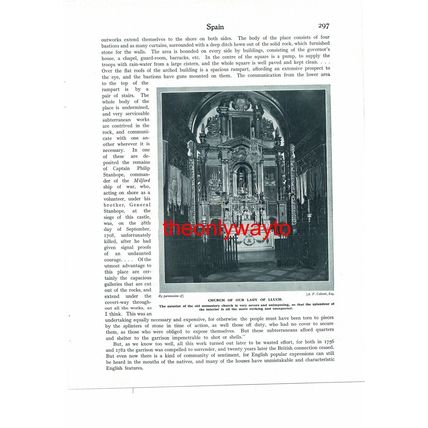 Pollensa Bay & Arta Grotto, Mallorca (Lluch Church, Reverse), Book Illustration