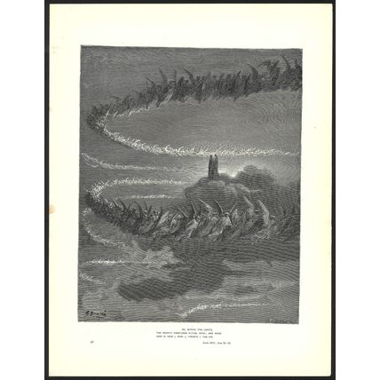 JUST SOULS 1903 Gustave Doré - Dante Alighieri ANTIQUE ENGRAVING