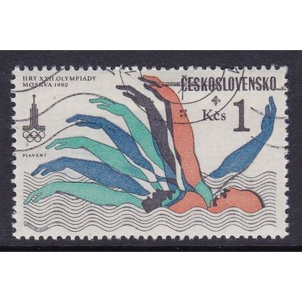 CZECHOSLOVAKIA 1980 OLYMPICS 1kcs SWIMMING USED / CTO SG2507