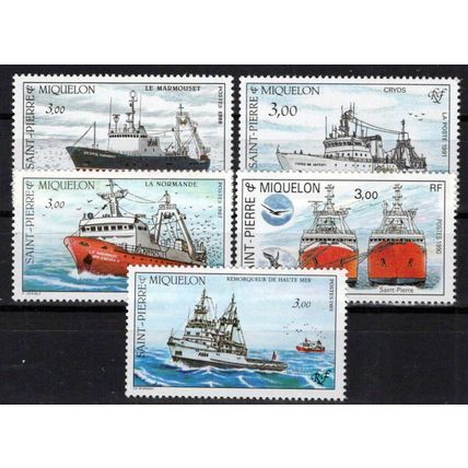 St. Pierre & Miquelon Stamps 495-499 MNH Ships Transportation ZAYIX 1024S0484M