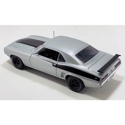 1/18 1969 Chevrolet COPO Camaro Cortez Silver Metallic with Black Hood Stripes B