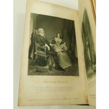 Antique Leather Book Walter Scott Waverley Woodstock 1832 Vol 1 Waverley XL