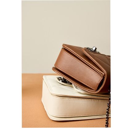 Women Genuine Leather Cute Tote Handbags Crossbody Bag with Long Strap Brown