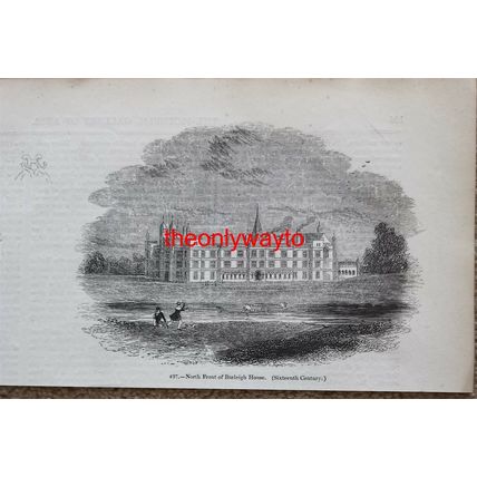 Burleigh (Burghley) House, North Front, Lincs, Book Illustration (Print), 1850