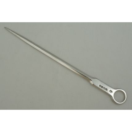 10" Antique Silver Meat Skewer, London 1835, 252mm, 85g. very good