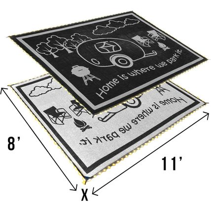 Stylish Camping LED Illuminated Patio Mat - Reversible RV Home Mat 8X11