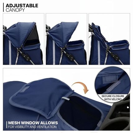 Monibloom 3 Wheels Pet Stroller, Foldable Dog Cat Cage Jogger Stroller with Weat