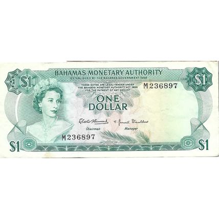 1968 Bahamas $1.00 bill VF