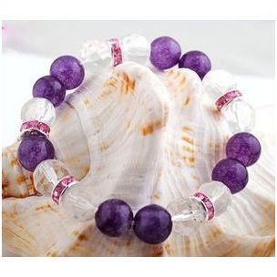 Sale Pretty Womens Purple Bead Clear Pink Crystal Bangle Bracelets Jewellery 544