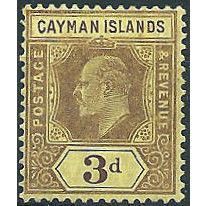 Cayman Islands 1908 SG28 3d Purple/Yellow Mounted Mint ... .