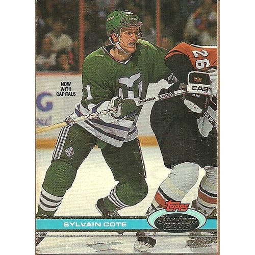 Topps Stadium Club 1991 NHL Hockey Trading Card #183 Sylvain Cote #21 Whalers