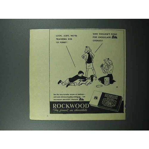 1946 Rockwood's Chocolate Bits Ad - Teaching to Point