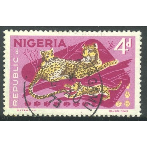 Nigeria 1965 - SG177a - 4d multi - Leopards - used
