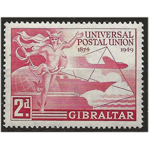 Gibraltar 1949 SG136 2d Carmine UPU Mounted Mint . ..