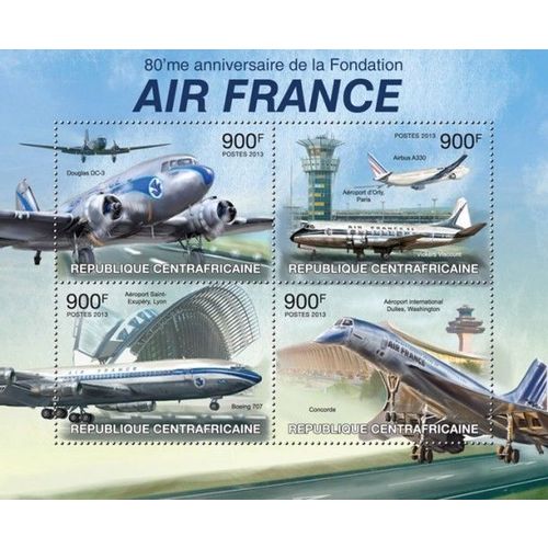 CENTRAL AFRICA 2013 SHEET MNH AIR FRANCE CONCORDE AVIATION