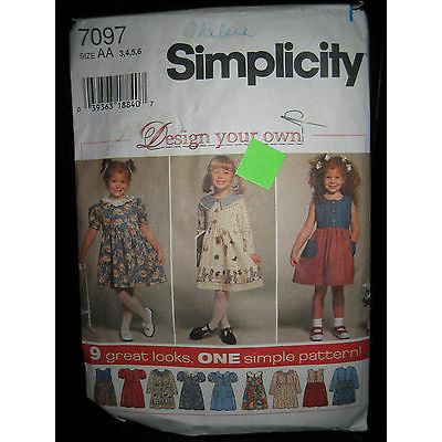 Vintage Simplicity #7097 Girl's Dress Pattern - Sizes 3/4/5/6