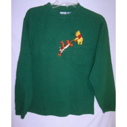 Vintage Pooh & Tigger Long Sleeve Pocket Tee Ladies SM Girls XL Like New Disney