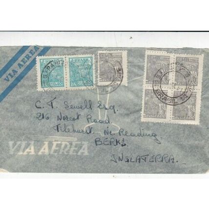 Brazil San Francisco-Reading Air Mail UK Cover Written VGC