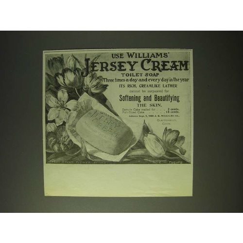 1900 Williams' Jersey Cream Toilet Soap Ad - Use Williams'