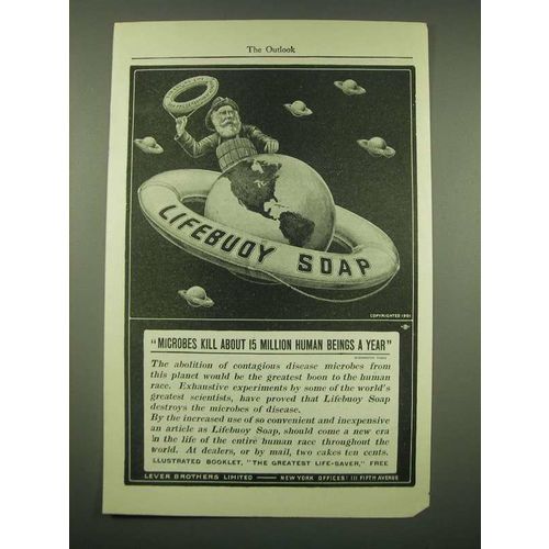 1902 Lifebuoy Soap Ad - Microbes kill 15 million human beings a year