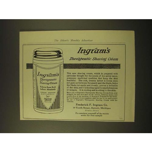 1918 Ingram's Therapeutic Shaving Cream Ad